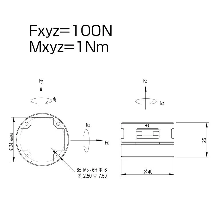 Custom Made Micro 3/6 Axis Force Sensor for Industrial Robot